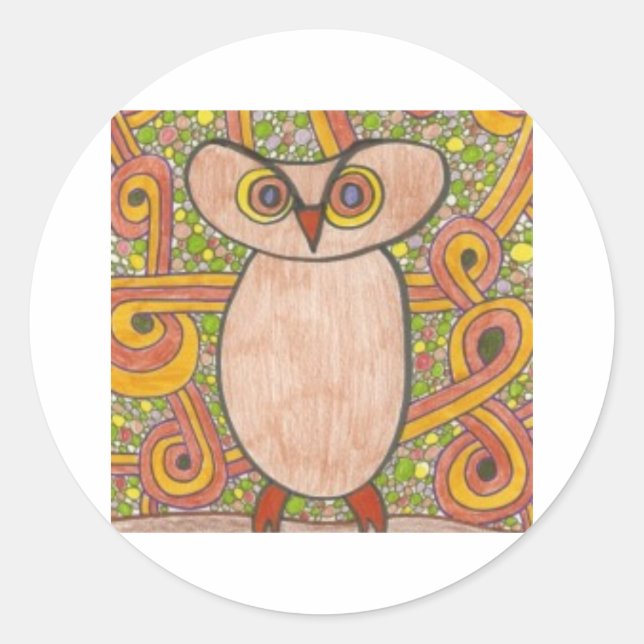 Sticker Rond Retro Owl (Devant)