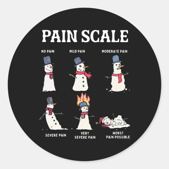 Sticker Rond Retro Pain Scale Snowman Trauma Nurse Christmas Nu (Devant)