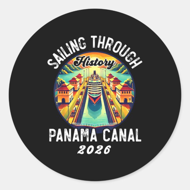 Sticker Rond Retro Panama C Panama Waterway Sailing Cruising 20 (Devant)