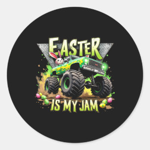 Sticker Rond Retro Pâques est mon camion Monster de confiture t