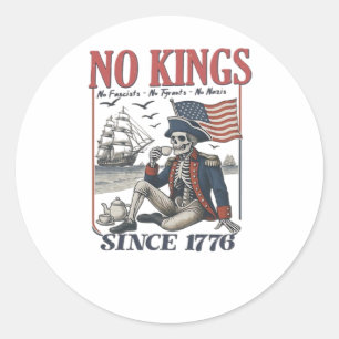 Sticker Rond Rétro Pas de Rois Depuis 1776 Rejetant les Rois Cl