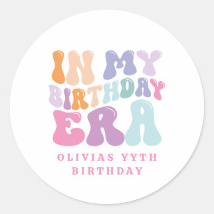 Sticker Rond Retro pastel coloré époque d'anniversaire moderne