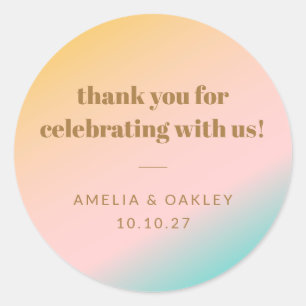 Sticker Rond Retro Pastel Gradient Mariage unique personnalisé