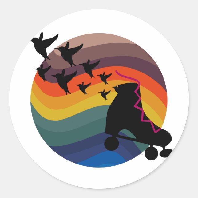 Sticker Rond Retro Patinage gratuit (Devant)