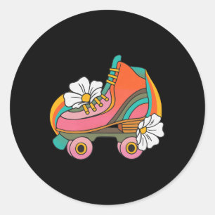 Sticker Rond Retro Patinage sur glace Sports d'hiver Patinage S