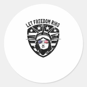 Sticker Rond Retro Patriotic Let Freedom Ring Juillet 4