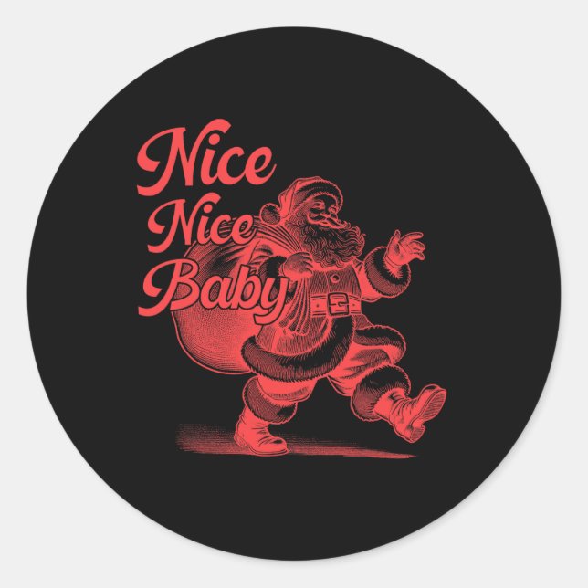Sticker Rond Retro Père Noël nice Nice Ba (Devant)