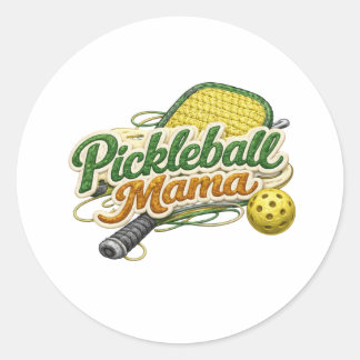 Sticker Rond Retro Pickleball Mama Mother's Day 