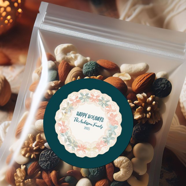 Sticker Rond Retro Pink Green Christmas (Créateur téléchargé)