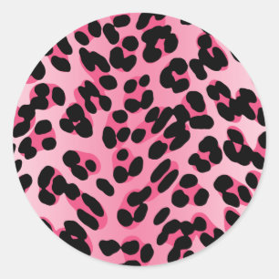 Sticker Rond Rétro Pink Leopard