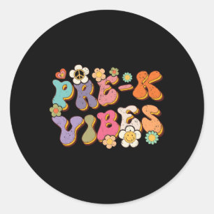Sticker Rond Rétro Pré K Vibes Ck À L'École Enseignant Premier