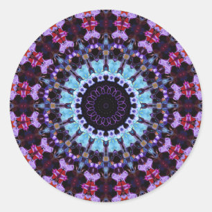 Sticker Rond Retro Psychedelic Mandala Trippy Hippie Boho Chic