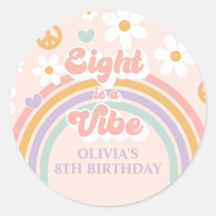 Sticker Rond Retro Rainbow Eight est une atmosphère de 8e anniv