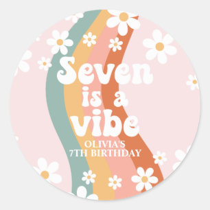 Sticker Rond Retro Rainbow Seven est un Vibe Daisy 7e anniversa