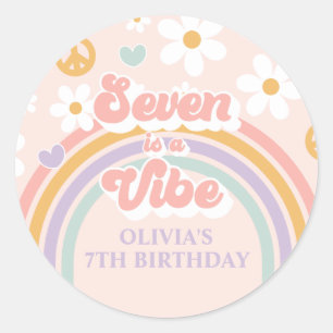 Sticker Rond Retro Rainbow Seven est une Vibe 7e anniversaire