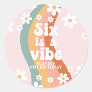 Sticker Rond Retro Rainbow Six est un Vibe Daisy 6e anniversair