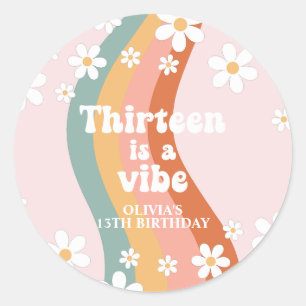 Sticker Rond Retro Rainbow Thirteen est une ambiance de 13e ann