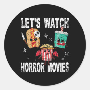 Sticker Rond Retro Regardons Les Films D'Horreur Cute Halloween