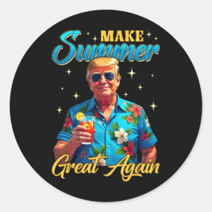 Sticker Rond Retro Rendre l'été grand à nouveau Donald Trump ét