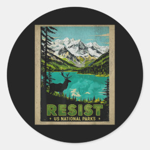 Sticker Rond Rétro Résiste Alt Us National Park Nps Service