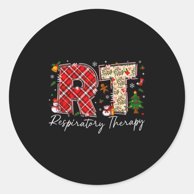 Sticker Rond Retro Resratory Therapy Rt Santa Christmas Therapy (Devant)