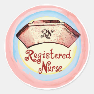 Sticker Rond Rétro RN Infirmière Casquette
