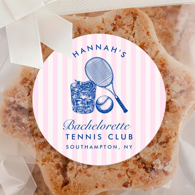 Sticker Rond Retro Rose Dernier Swing Avant Le Bague Tennis Bac (Créateur téléchargé)