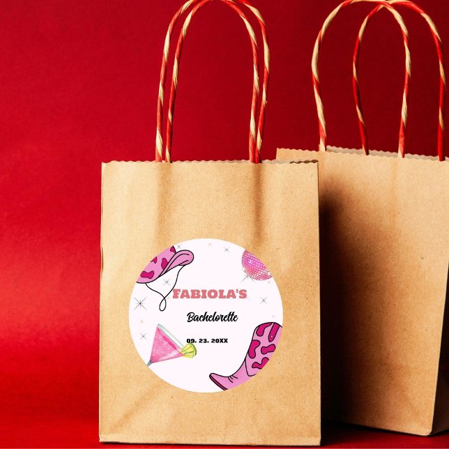 Sticker Rond Retro Rose Disco Cowgirl Occidental Enterrement de (Créateur téléchargé)