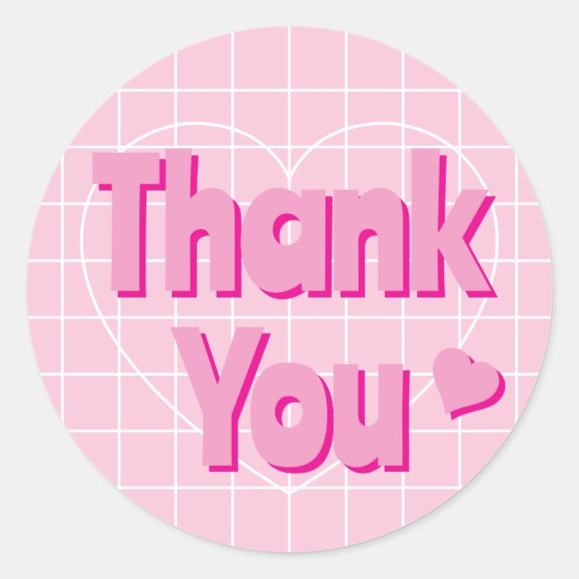 Sticker Rond Retro Rose Merci  (Devant)