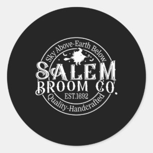 Sticker Rond Retro Salem Broom Company Est 1692 Massachusetts H