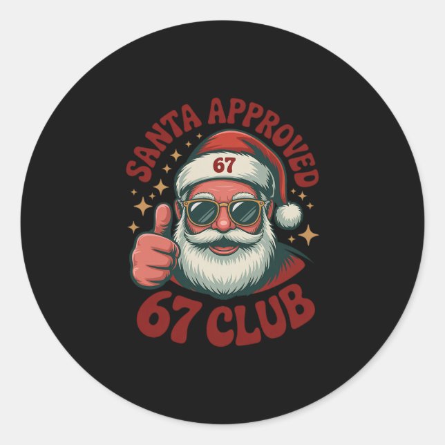 Sticker Rond Retro Santa Approuvé 67 - Clic Noël 67 Meme  (Devant)