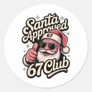 Sticker Rond Rétro Santa Approuvé 67 Club - Noël drôle 67