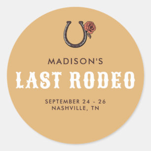 Sticker Rond Retro Sassy Dernier Rodeo Horseshoe Chic Bachelore