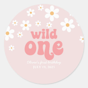 Sticker Rond Rétro sauvage une marguerite boho floral premier a