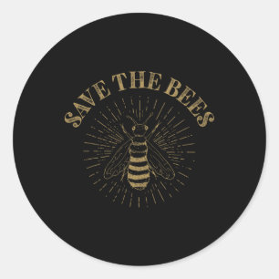 Sticker Rond Rétro Sauver Les Abeilles Apiary Bee Beekeeper Jou
