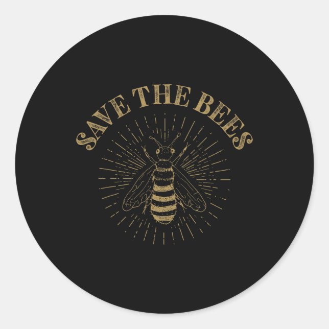 Sticker Rond Rétro Sauver Les Abeilles Apiary Bee Beekeeper Jou (Devant)