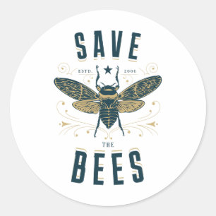 Sticker Rond Rétro Sauvez Les Abeilles Apiary Chemise Bee Beeke