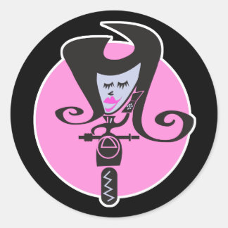 Sticker Rond rétro scooter biker chic