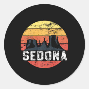 Sticker Rond Retro Sedona Arizona Famille Vacances Red Rocks Gi