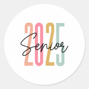 Sticker Rond Retro Senior 2025 Cl De 2025 Lycée Diplôme