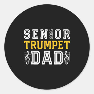 Sticker Rond Retro Senior Trumpet Dad 2026 Marching Band Cl Of