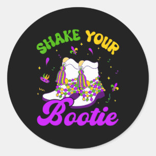 Sticker Rond Retro Shake Votre Bootie Mardi Gras Dons Drôle Wom