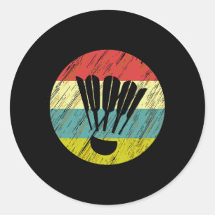 Sticker Rond Retro Shuttle Racket Sports Badminton Joueur Athle