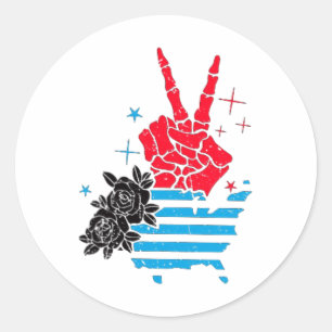 Sticker Rond Retro Skeleton est né libre mais maintenant je sui