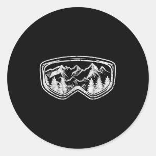 Sticker Rond Retro Ski Snowboard Goggings Cadeau Ski Snow Winte