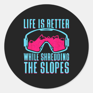 Sticker Rond Retro Ski Snowboard Goggles Vintage 80s 90s Ski
