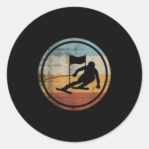 Sticker Rond Retro Ski Vintage Ski Design Ski Slalom