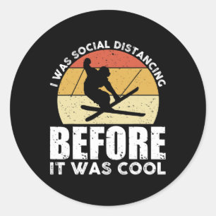 Sticker Rond Retro Ski Vintage Tee Cool Sports d'hiver Skieurs