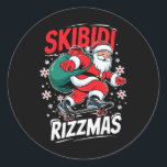 Sticker Rond Retro Skibidi Rizzmas Funny Santa Clause Patinage<br><div class="desc">Retro Skibidi Rizzmas Funny Santa Clause Skibidi</div>