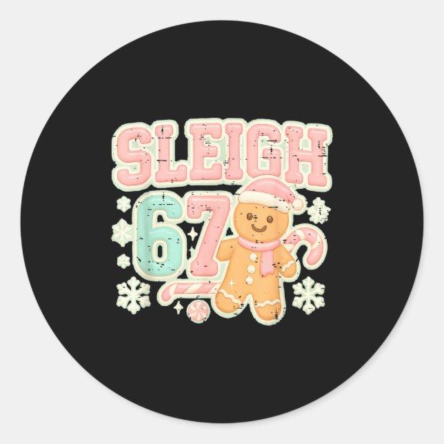 Sticker Rond Retro Sleigh 67 Gingerbread Christmas Six Seven Me (Devant)